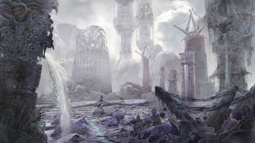 Детектив стоїть серед занепалих, моторошних руїн під зловісним небом, і на нього... 8K