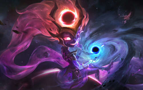 Зоя з гри League of Legends застосовує потужне заклинання, створюючи чорну діру в...