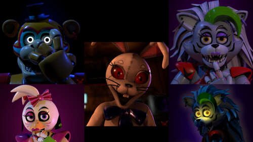 Глем-рок Фредді та Венні з відеогри «П’ять ночей у Фредді: порушення безпеки». 8K
