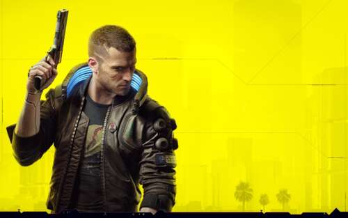 Футуристичний персонаж із сяючими блакитними кібернетичними імплантами, що стоїть... 7680x4800