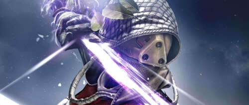 Деталізоване зображення науково-фантастичного «Захисника» з гри Destiny, одягненого...