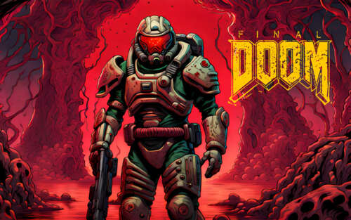 Доомгай, головний герой серії відеоігор Doom, стоїть посеред похмурого та пекельного...
