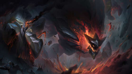 Мальфіт, кам’яна істота з гри League of Legends, височіє, наче величезна скеля. 8K