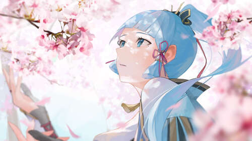 Детальний портрет персонажа Камісато Аяка з гри Genshin Impact. 8K