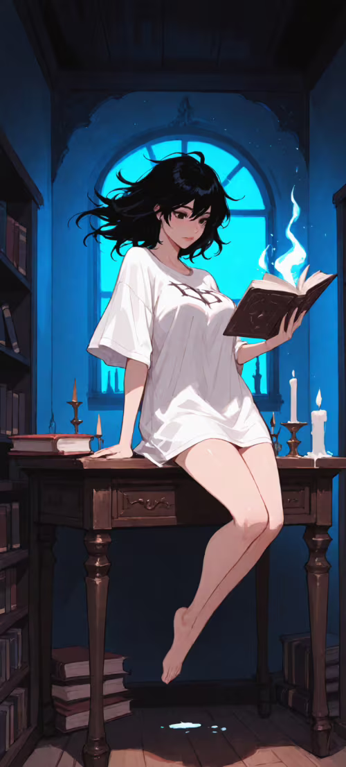 Молода жінка з короткою чорною зачіскою, що зависла в повітрі за її спиною, у темній... Honor X9