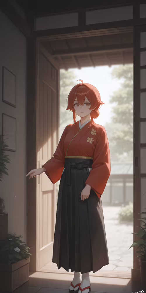 Молода жінка в стилі аніме з довгим світлим волоссям, одягнена в довгу білу сукню,...