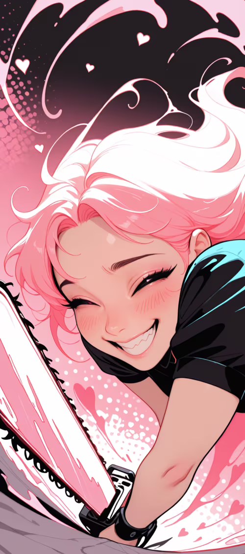 Аніме-дівчина з рожевим волоссям, одягнена в костюм служниці, маніакально сміється,... Infinix Zero 40 5G