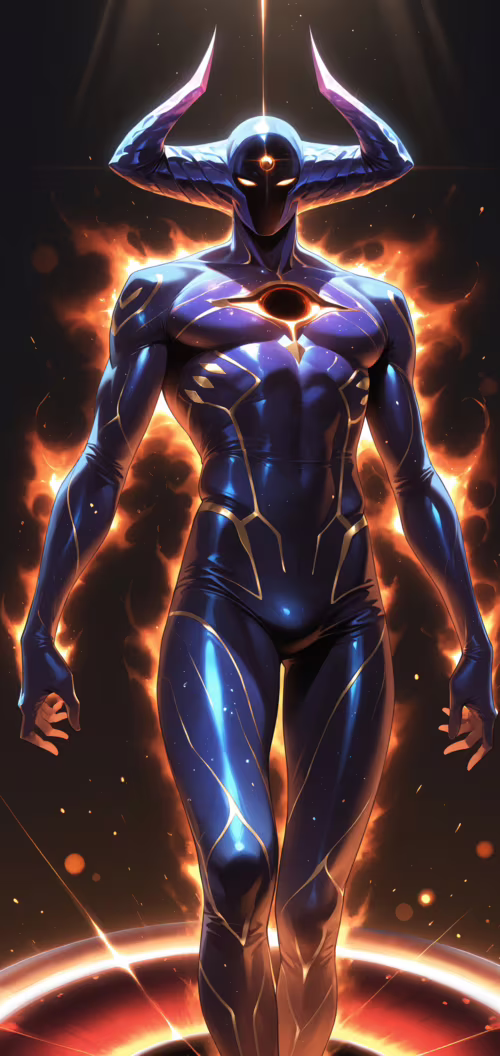 Потужна, мускулиста космічна істота з темною, потрісканою шкірою, що світиться зсередини,... Nokia 7 dot 2