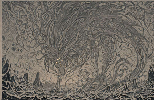 Абстрактна картина з темним фоном, на якому зображено густу, складну мережу з витіючих... Телефон