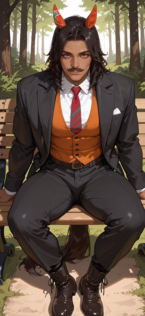 Цифровий малюнок, на якому зображено привабливого чоловіка зі смаглявою шкірою, довгим...