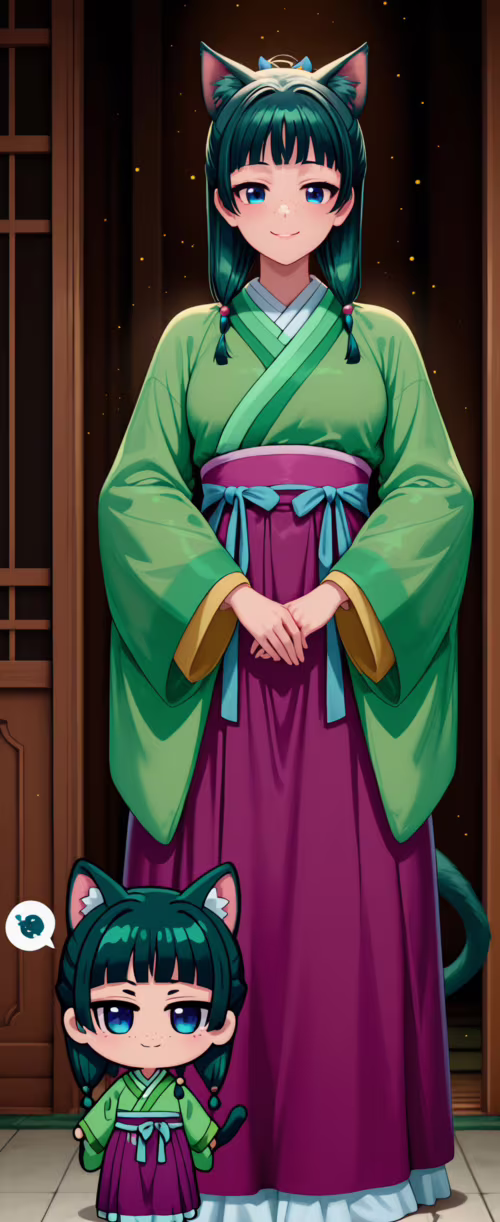 Повномірна ілюстрація в стилі «чібі» персонажа Маомао з серії «Щоденник аптекаря»,... Tecno Phantom V Flip2