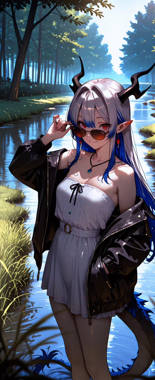 Ілюстрація в стилі аніме, на якій зображено VTuber-ку Селен Тацукі у вигляді дівчини-дракона.... Samsung Galaxy Z Flip