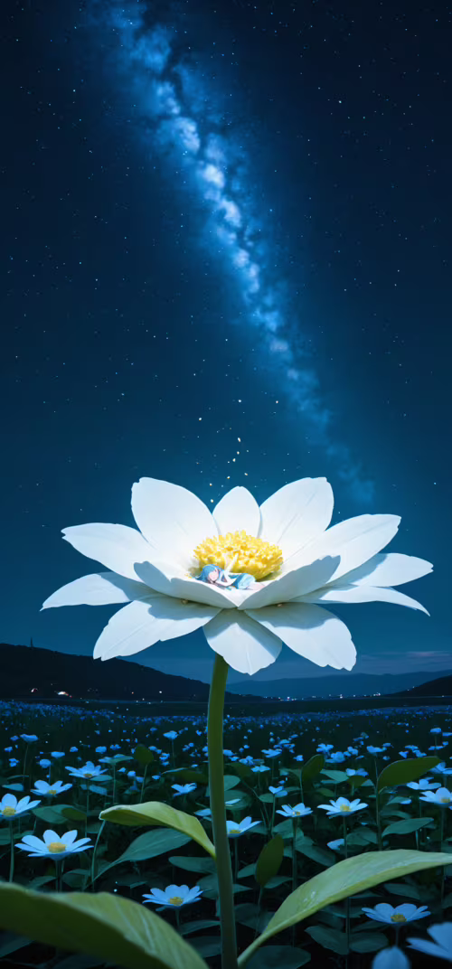 Маленька дівчинка з темним волоссям міцно спить у центрі величезної, сяючої блакитної... Samsung Galaxy Note 20 Ultra 5G