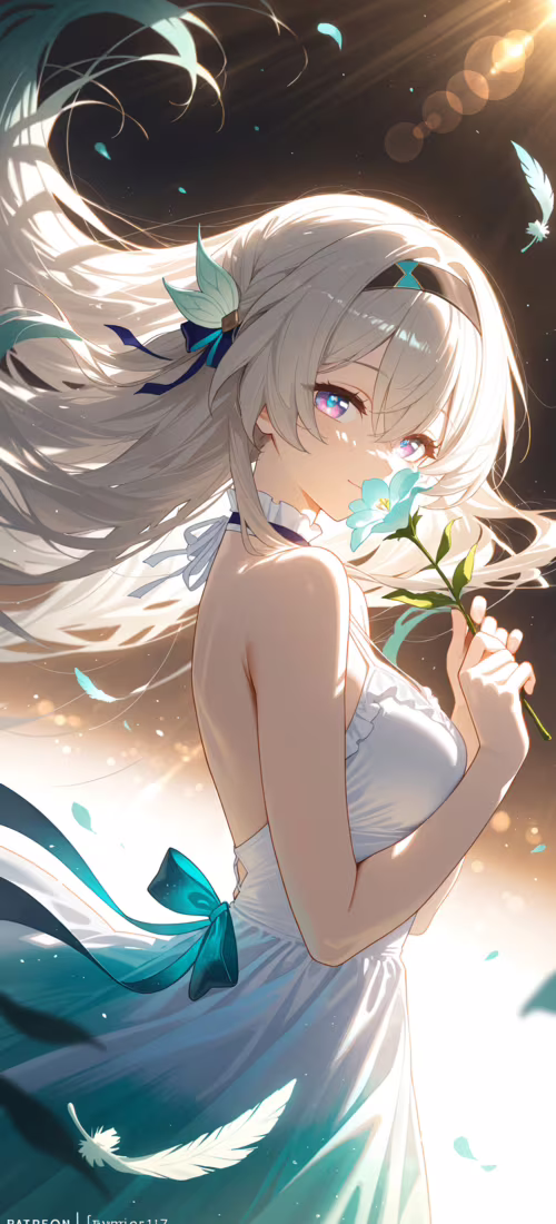 Ілюстрація у стилі аніме, на якій зображено персонажа Файрфлай з гри Honkai: Star...