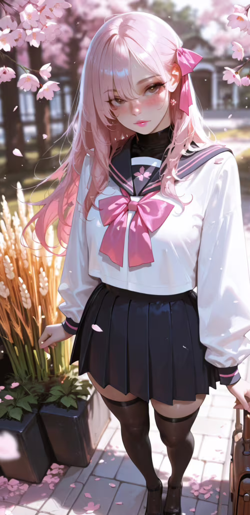 Ілюстрація в стилі аніме, на якій зображено дівчину з довгим рожевим волоссям, що... Samsung Galaxy J6 plus Plus