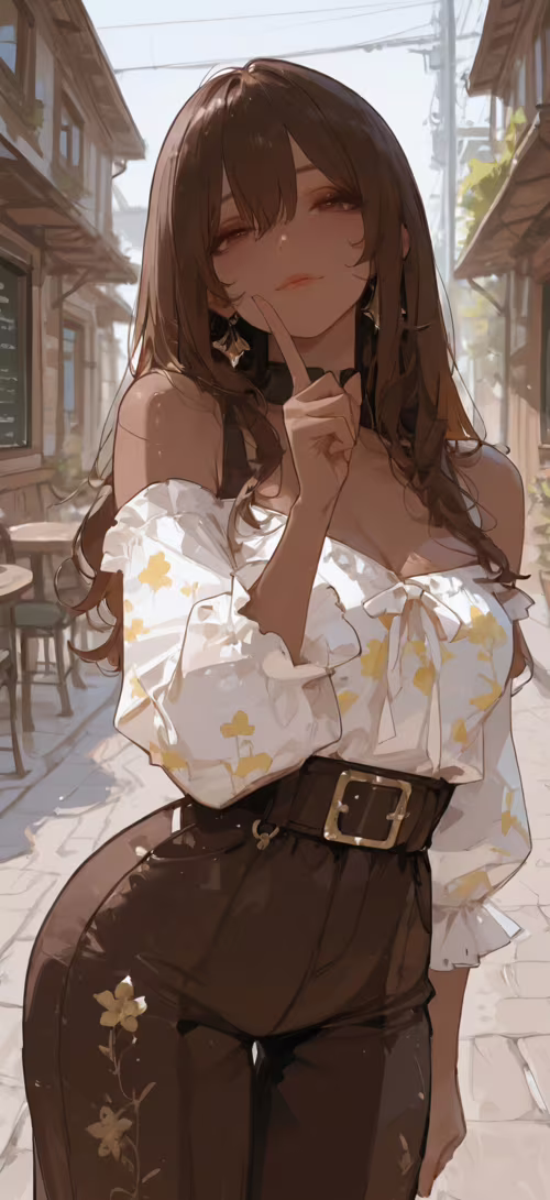 Ілюстрація в стилі аніме, на якій зображено молоду жінку з довгим каштановим волоссям... Blackview A30