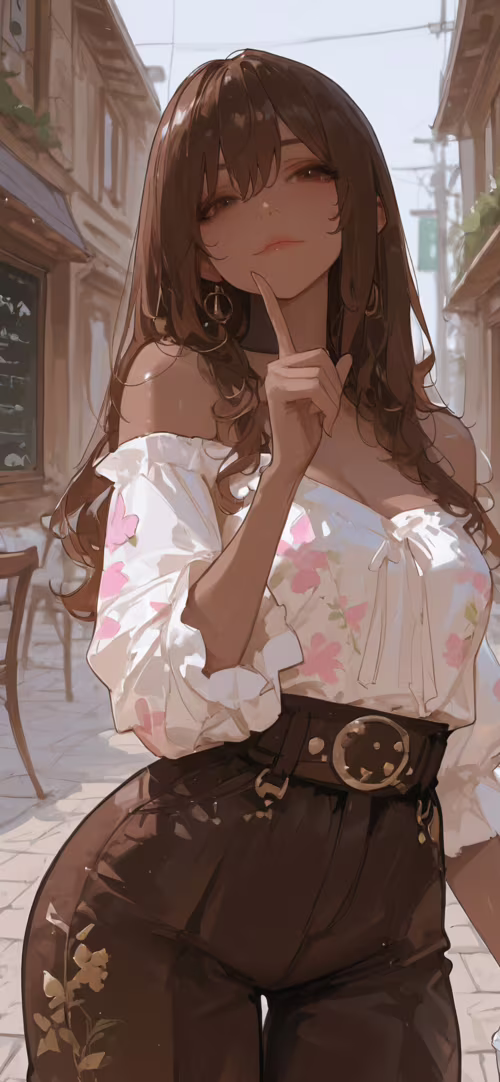 Ілюстрація в стилі аніме, на якій зображено молоду жінку з довгим каштановим волоссям... Apple iPhone 11