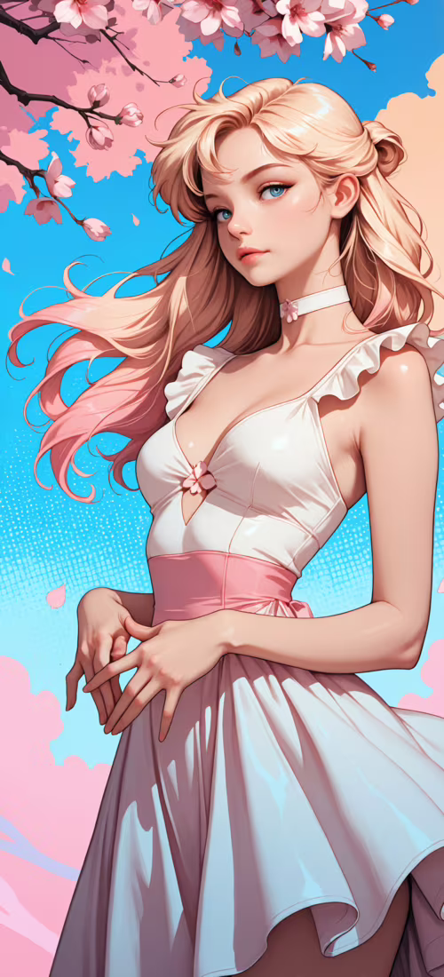 Молода жінка з довгим світлим волоссям, пофарбованим у рожевий колір, і блакитними...