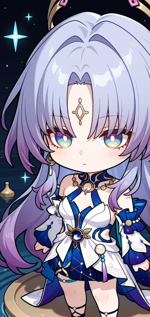 Мила малюнка в стилі чібі, на якій зображено Фу Сюань з гри Honkai: Star Rail. У... Nokia 7 dot 2