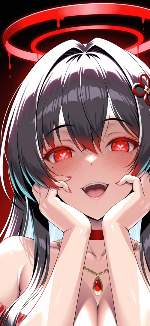Аніме-дівчина з довгим чорним волоссям і черворим німбом, яку ідентифікували як Сіромі... Samsung Galaxy M31 Prime