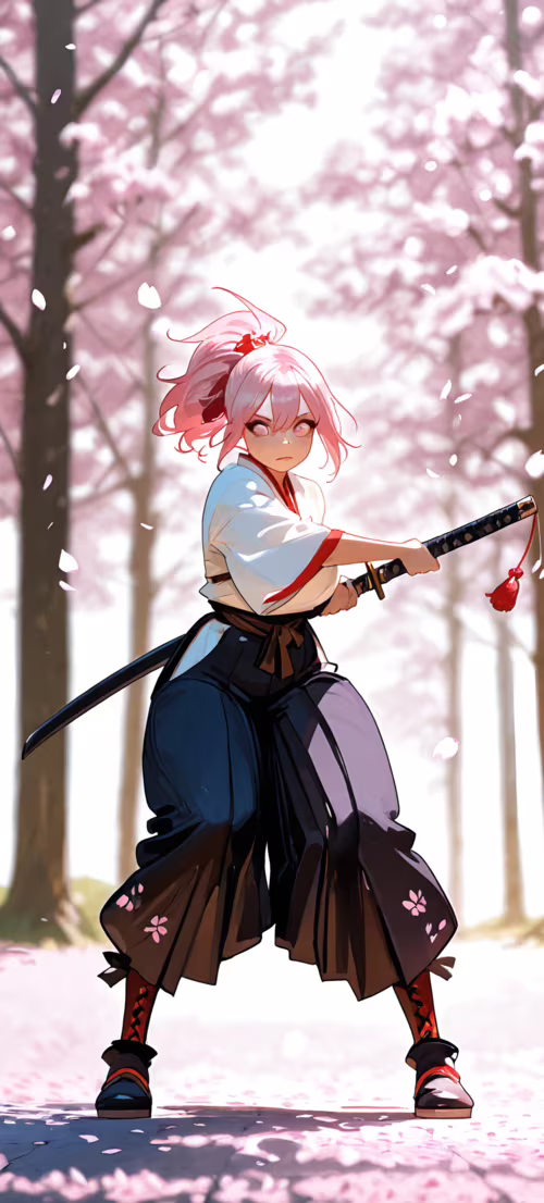 Ілюстрація в стилі аніме, на якій зображено молоду жінку з рожевим волоссям, зібраним... Honor X9