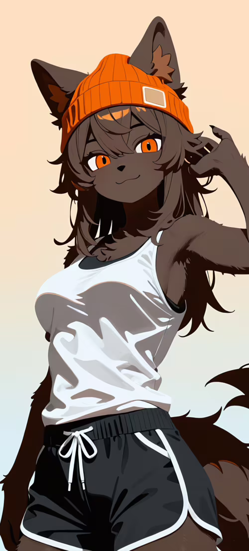 Ілюстрація в стилі аніме, на якій зображено антропоморфну вовчицю з довгим каштановим... Honor X9