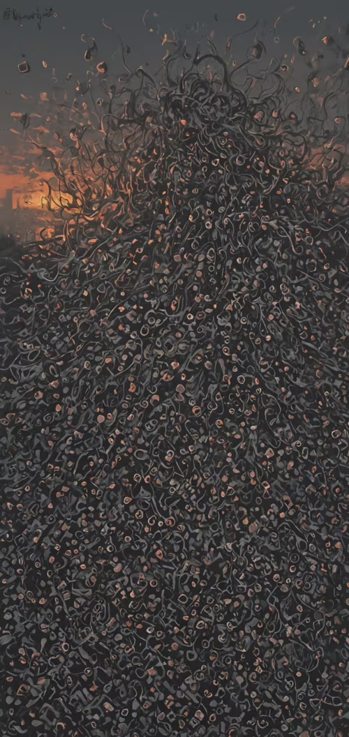 Твір мистецтва в стилі «укійо-е», що зображає неземну істоту, створену з переплетених... Nokia 7 dot 2