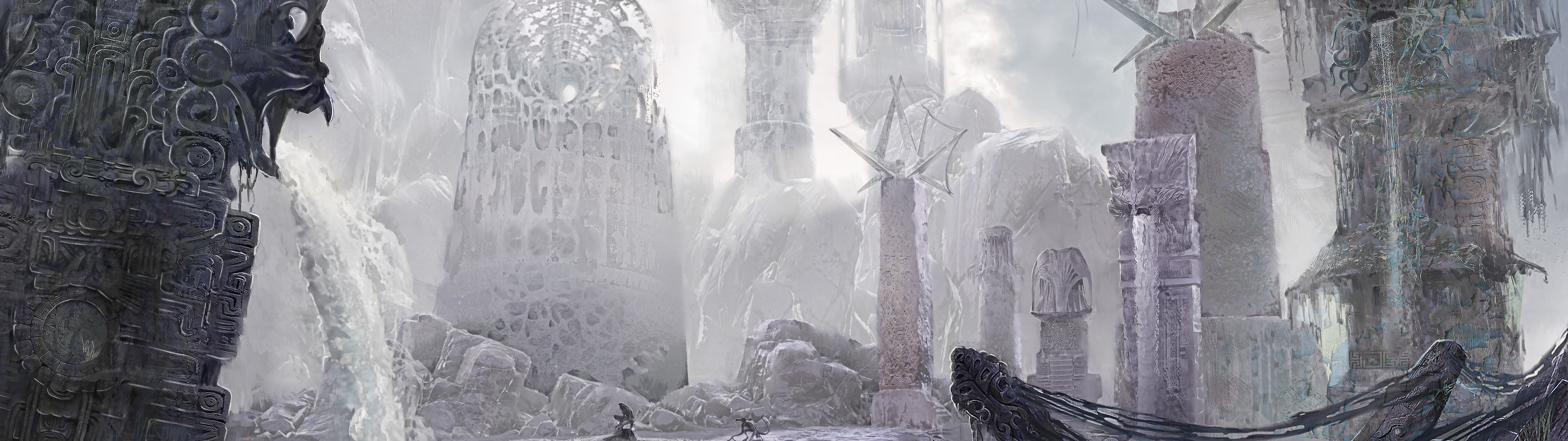 Детектив стоїть серед занепалих, моторошних руїн під зловісним небом, і на нього надихає атмосфера, створена в оповіданні «Шерлок Холмс: Пробудження».