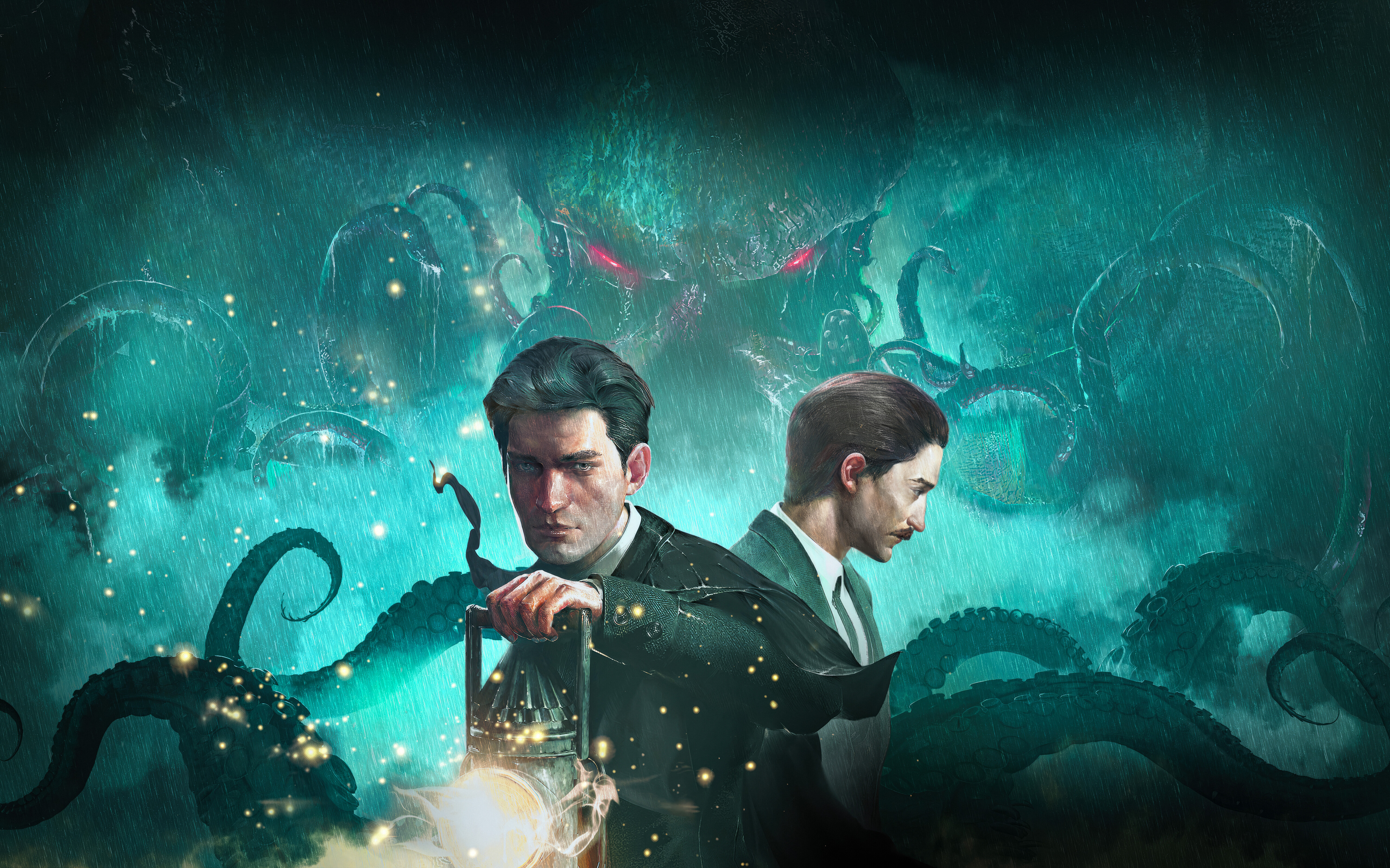 Похмурий, вкритий темною лускою монстр-щупалець, що ховається в зливному дощі, викликає відчуття космічного жаху, подібно до того, що можна знайти в грі «Шерлок Холмс: Пробудження».