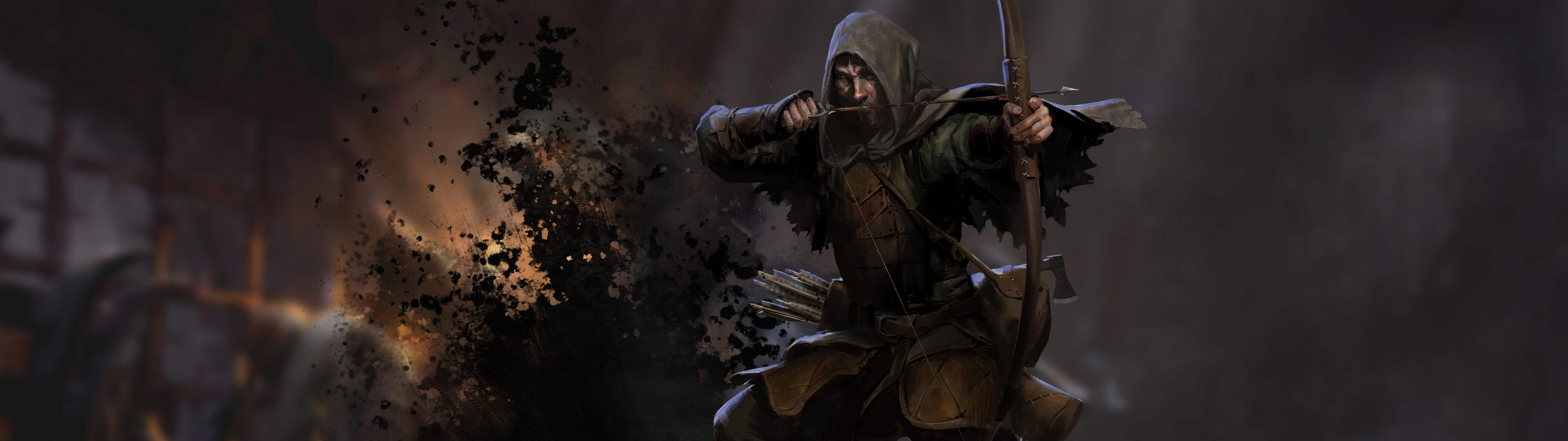 Воїн у стилі темного фентезі досліджує напівтемний кам’яний коридор підземелля, натхненний відеогрою Dark and Darker.