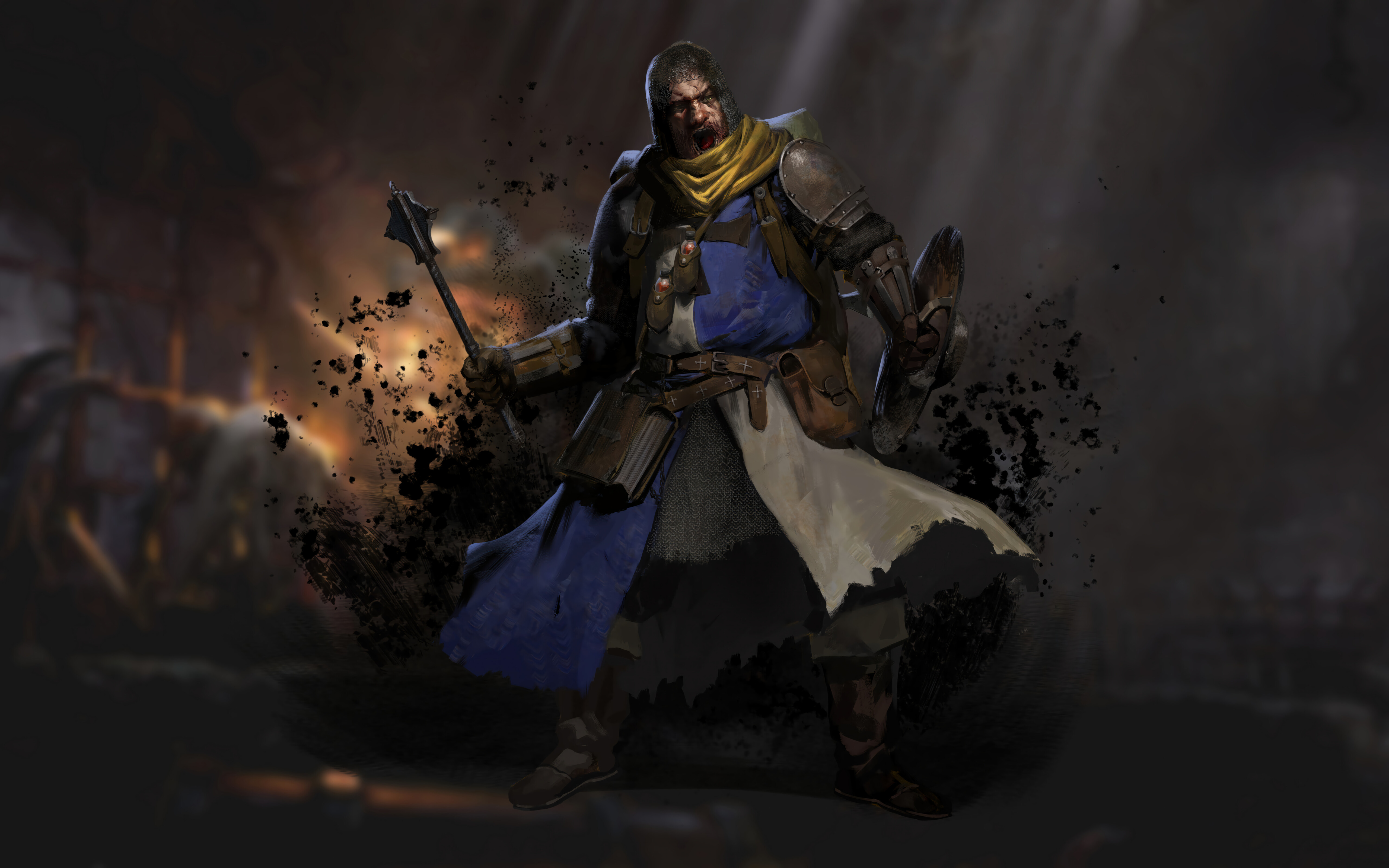 Темний фентезійний персонаж, оповитий тінями, у середньовічній в’язниці.