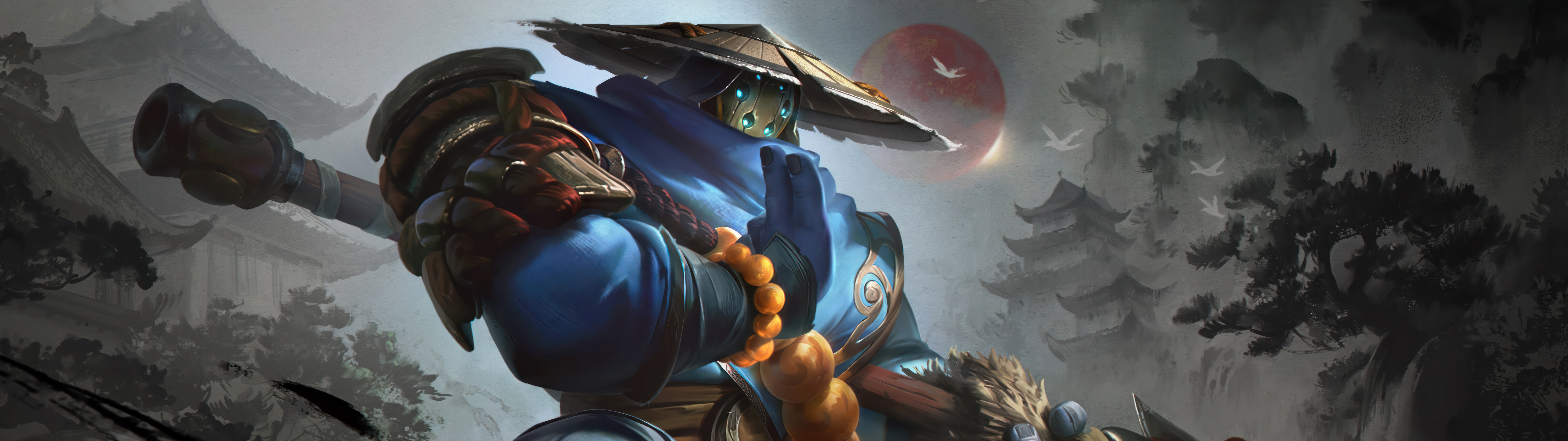 Концепт персонажа Джакс із гри League of Legends, виконаний у стилі самурая, зображений у вишуканих традиційних обладунках.