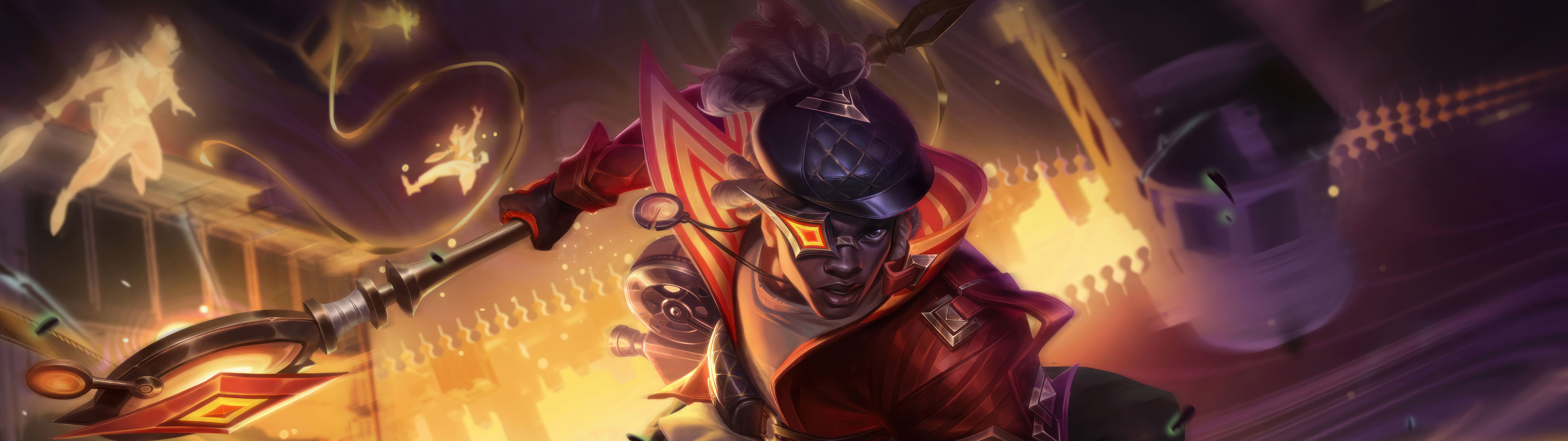 Крупний план портрета Екко з гри League of Legends, на якому використано яскраві неонові сині акценти та зображено футуристичні технології.