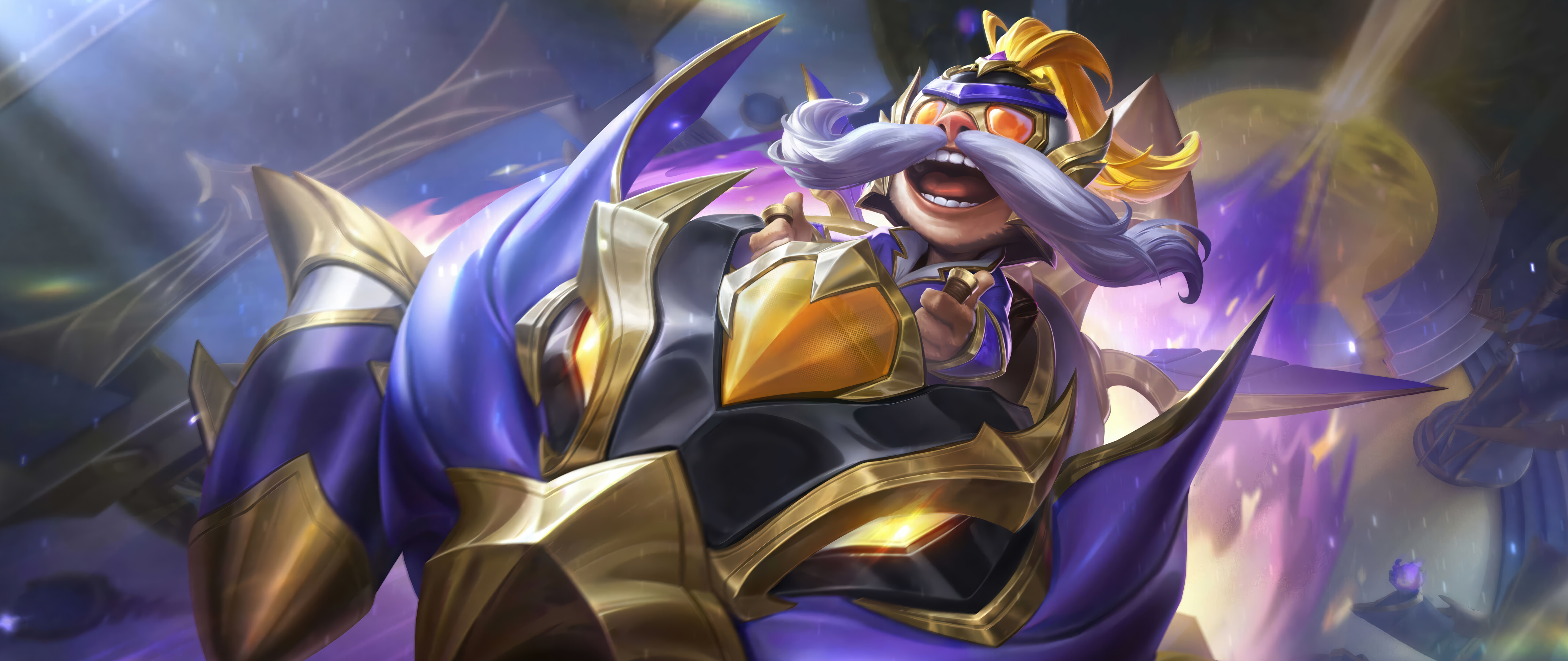 Коркі, пілот-йордл зі всесвіту League of Legends, у детальному портреті персонажа.