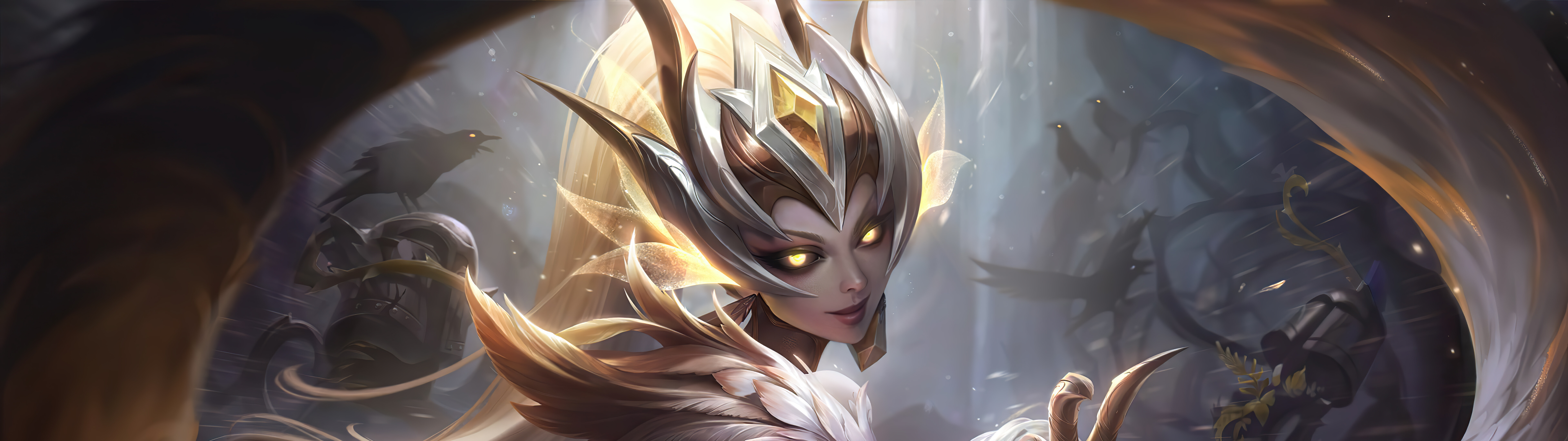 Деталізоване зображення Зіри з гри League of Legends, оточеної чарівними колючими ліанами та пишною зеленню.