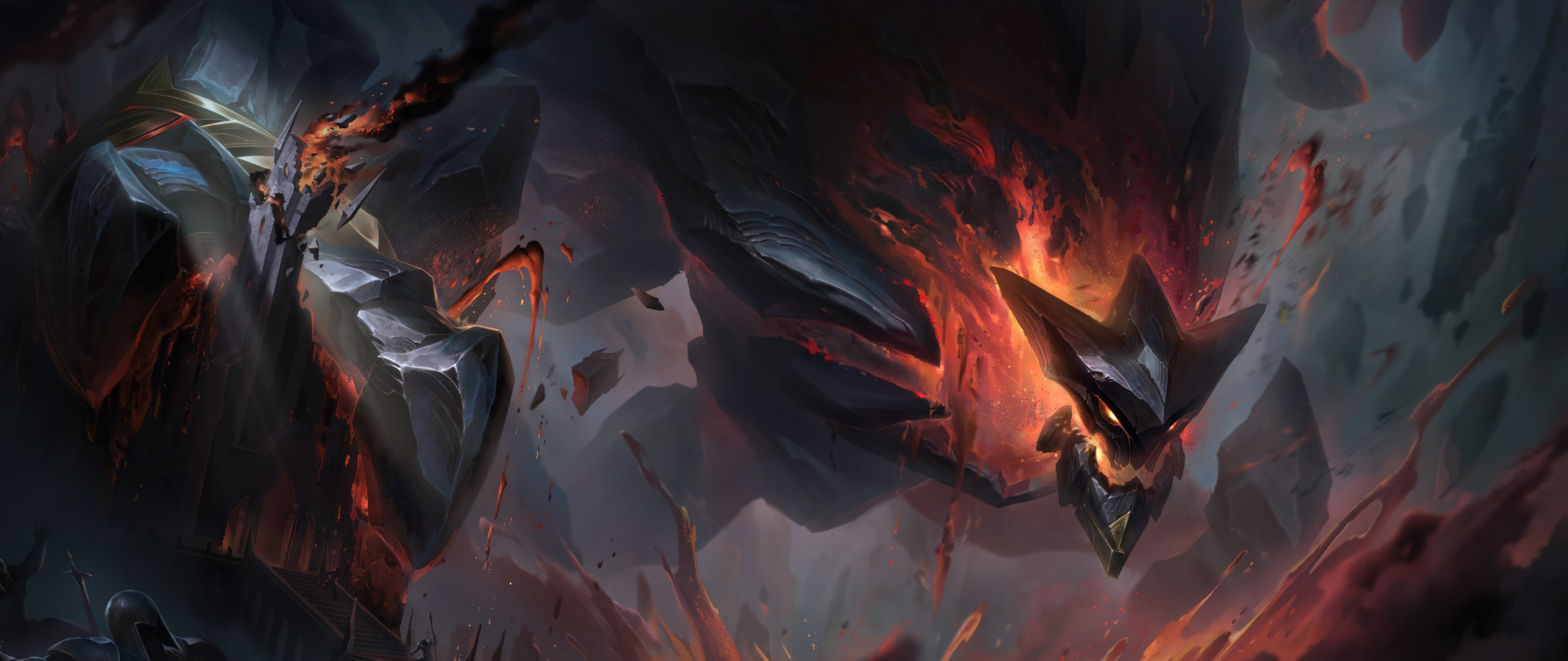 Мальфіт, кам’яна істота з гри League of Legends, височіє, наче величезна скеля.