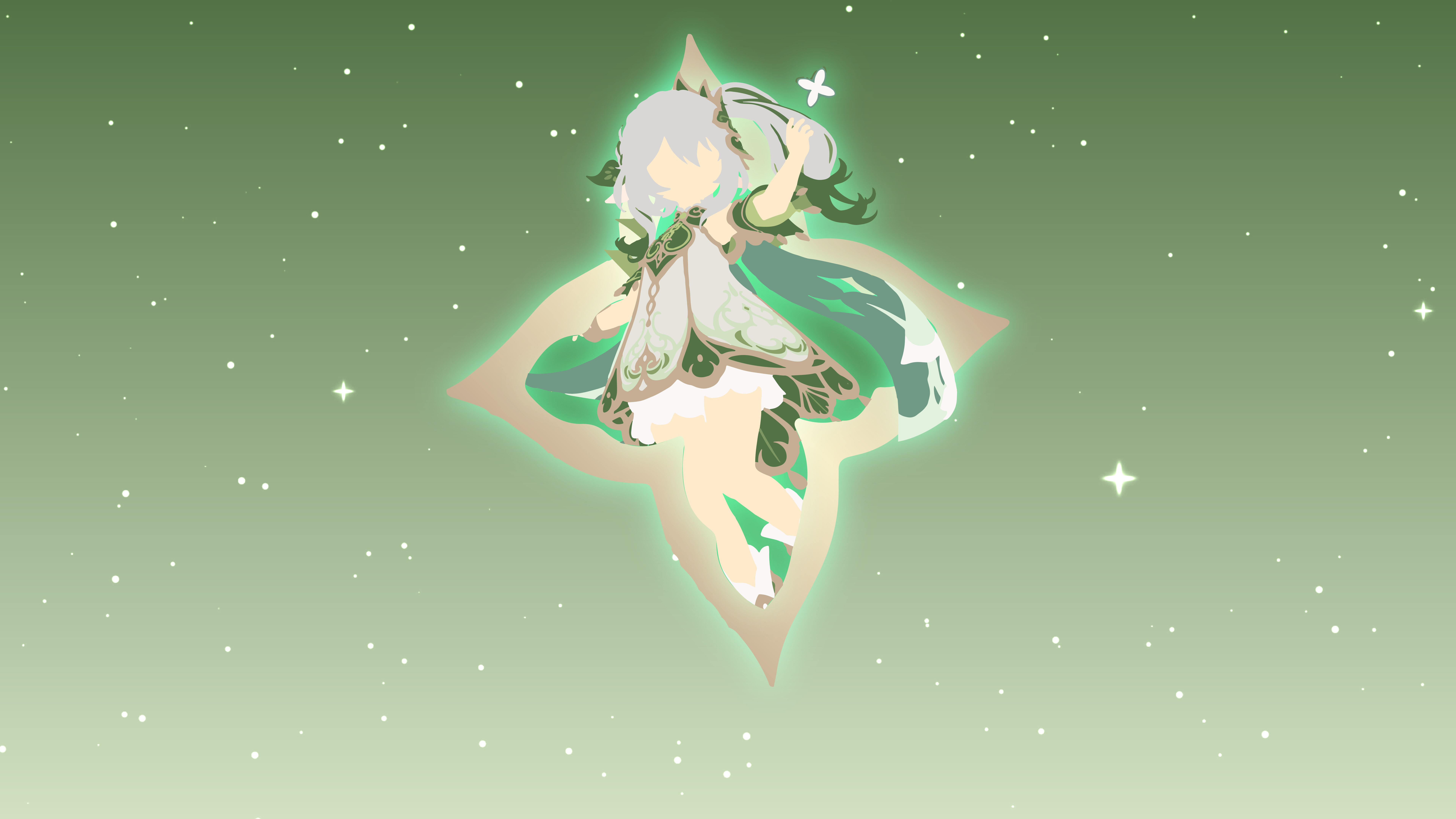 Вражаюче зображення Нахіди з Genshin Impact, на якому вона одягнена у свій фірмовий зелено-білий одяг, а також підкреслено її зв’язок із елементом Дендро.