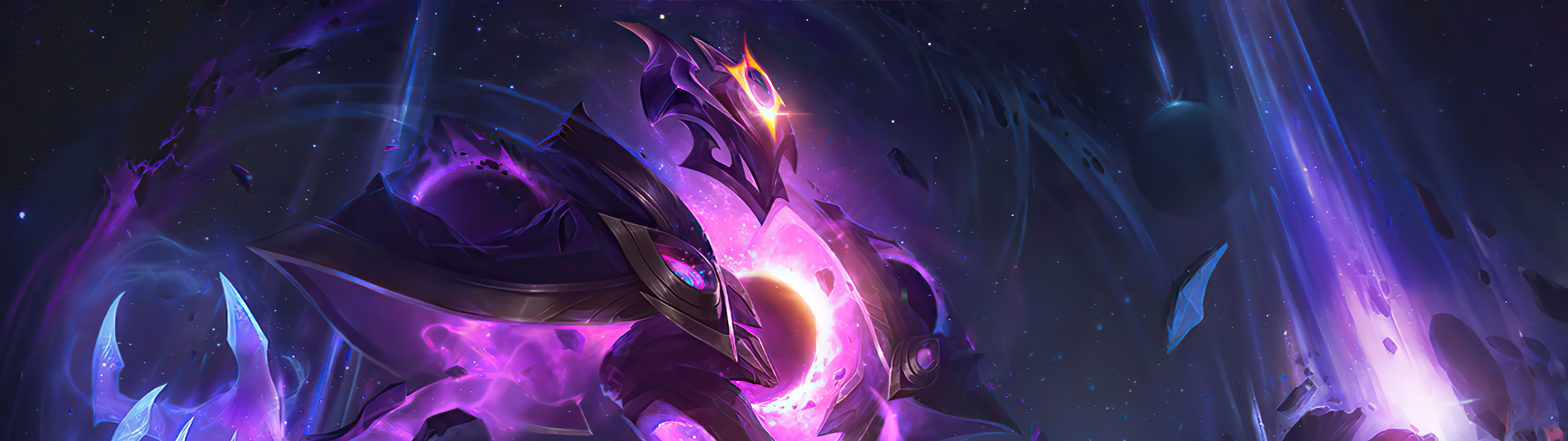 Ксерат із гри League of Legends, оточений сяючим блакитним магічним сяйвом.