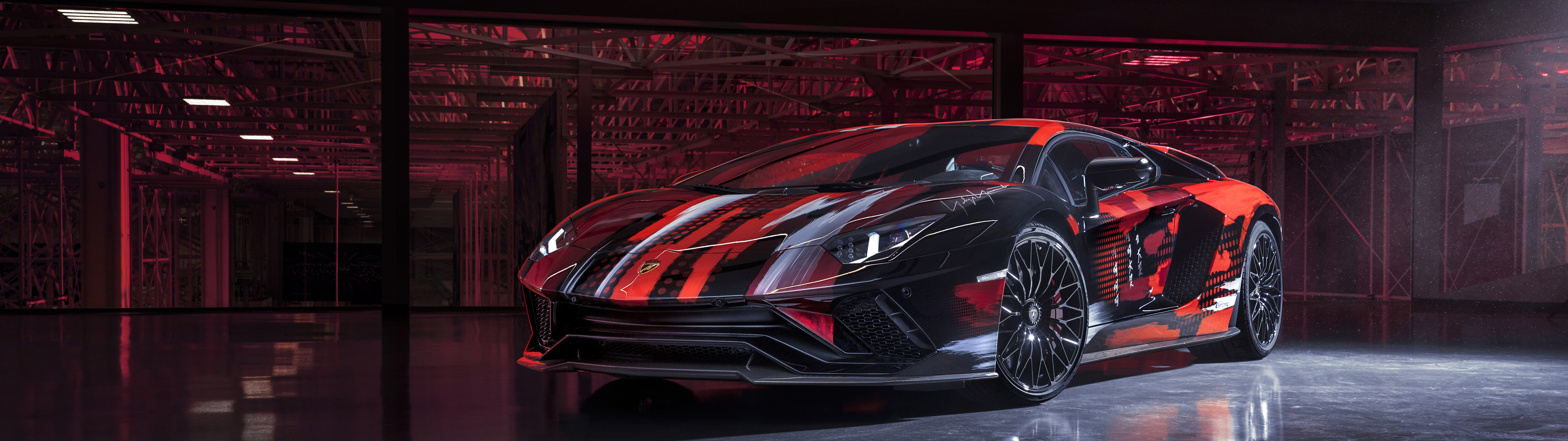 Елегантний, надпотужний суперкар Lamborghini Aventador S, що вирізняється агресивним аеродинамічним дизайном і розкішною обробкою.